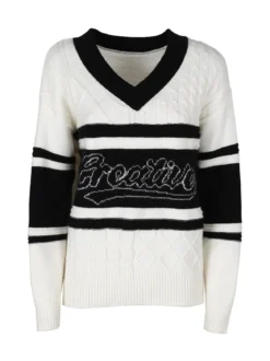 Studio Eleven Collection Maglione donna con scollo a V e spalle cadenti