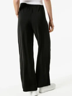 Studio Eleven Collection Pantaloni donna leggeri a gamba larga con coulisse - nero