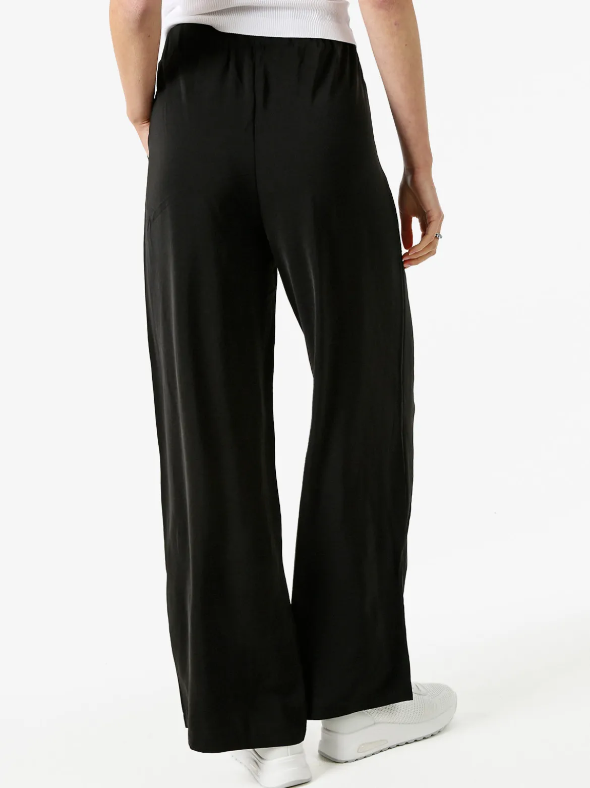 Studio Eleven Collection Pantaloni donna leggeri a gamba larga con coulisse - nero