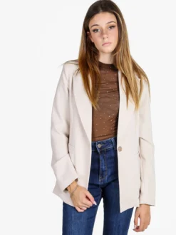 Styled In Italy Blazer donna mono bottone con spalline imbottite - panna