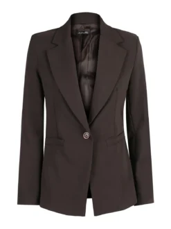 Styled In Italy Blazer donna mono bottone con spalline imbottite - moro