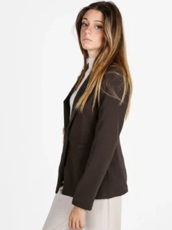 Styled In Italy Blazer donna mono bottone con spalline imbottite - moro