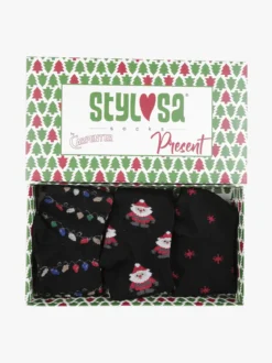 Stylosa Confezione regalo natalizia con 3 calze corte da donna