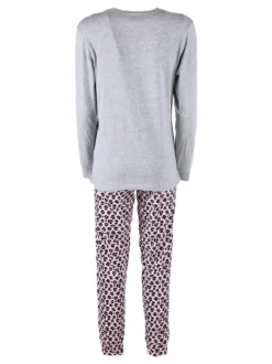 Stylosa Pigiama lungo donna in cotone con pantaloni maculati