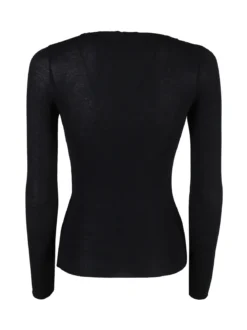 Sublyme T-shirt donna a maniche lunghe in cashmere con pizzo - nero