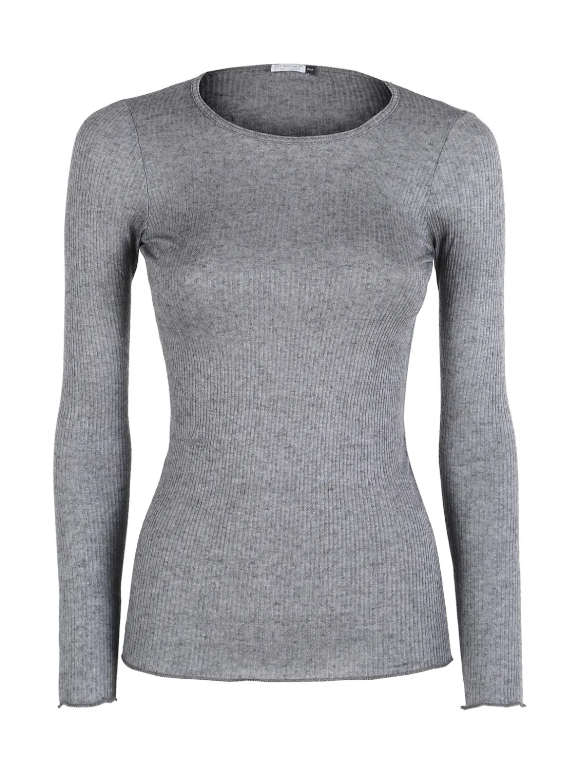 Sublyme T-shirt donna a maniche lunghe in cashmere naturale - grigio scuro