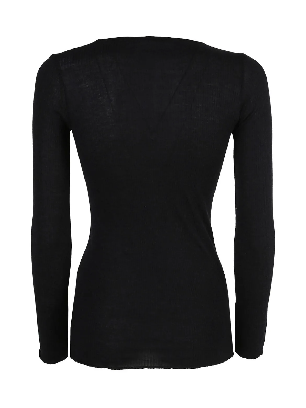 Sublyme T-shirt donna a maniche lunghe in cashmere naturale - nero