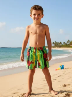 Sun & Beach Boxer da mare a fiori per bambino