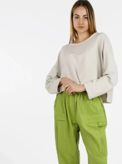 Sun Sun T-shirt cropped da donna con tasca
