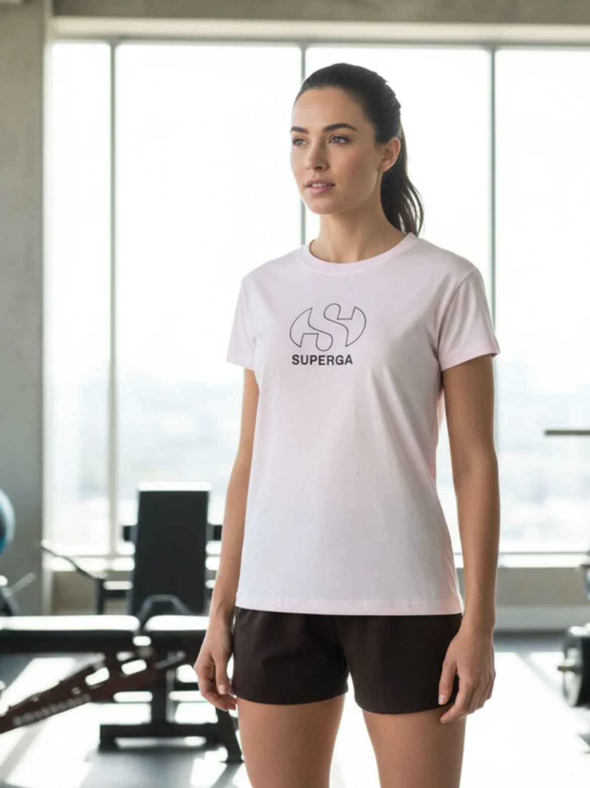 Superga Completo corto da donna in cotone con logo - rosa