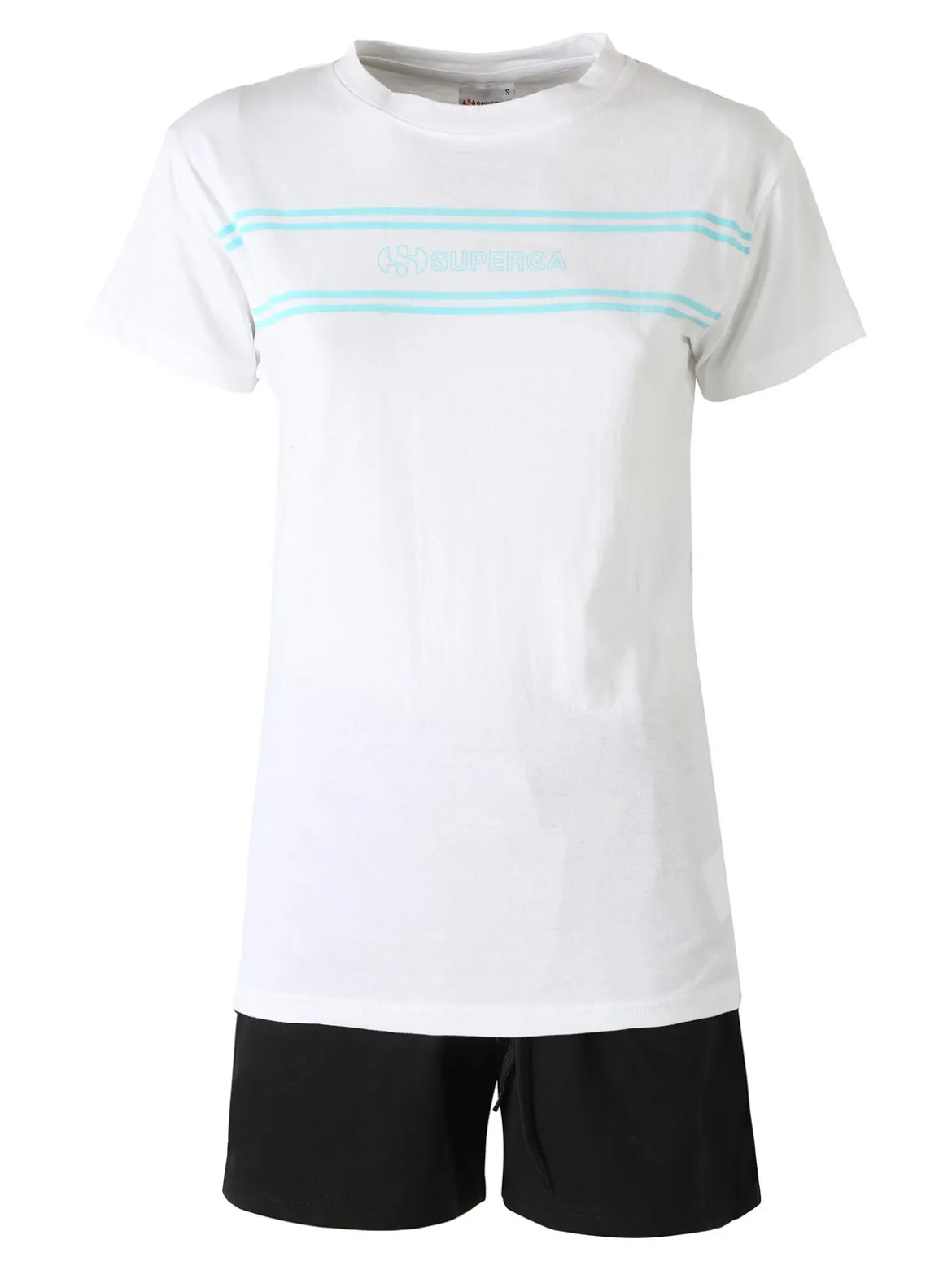 Superga Completo corto da donna 2 pezzi in cotone con logo - bianco