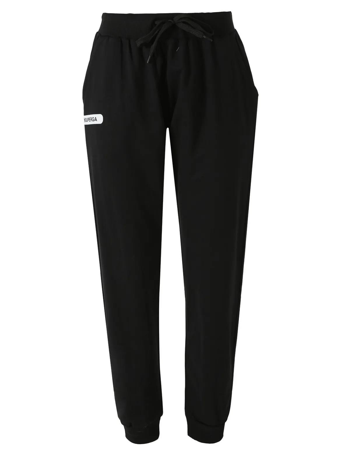 Superga Pantaloni tuta da donna in felpa con coulisse e polsini - nero