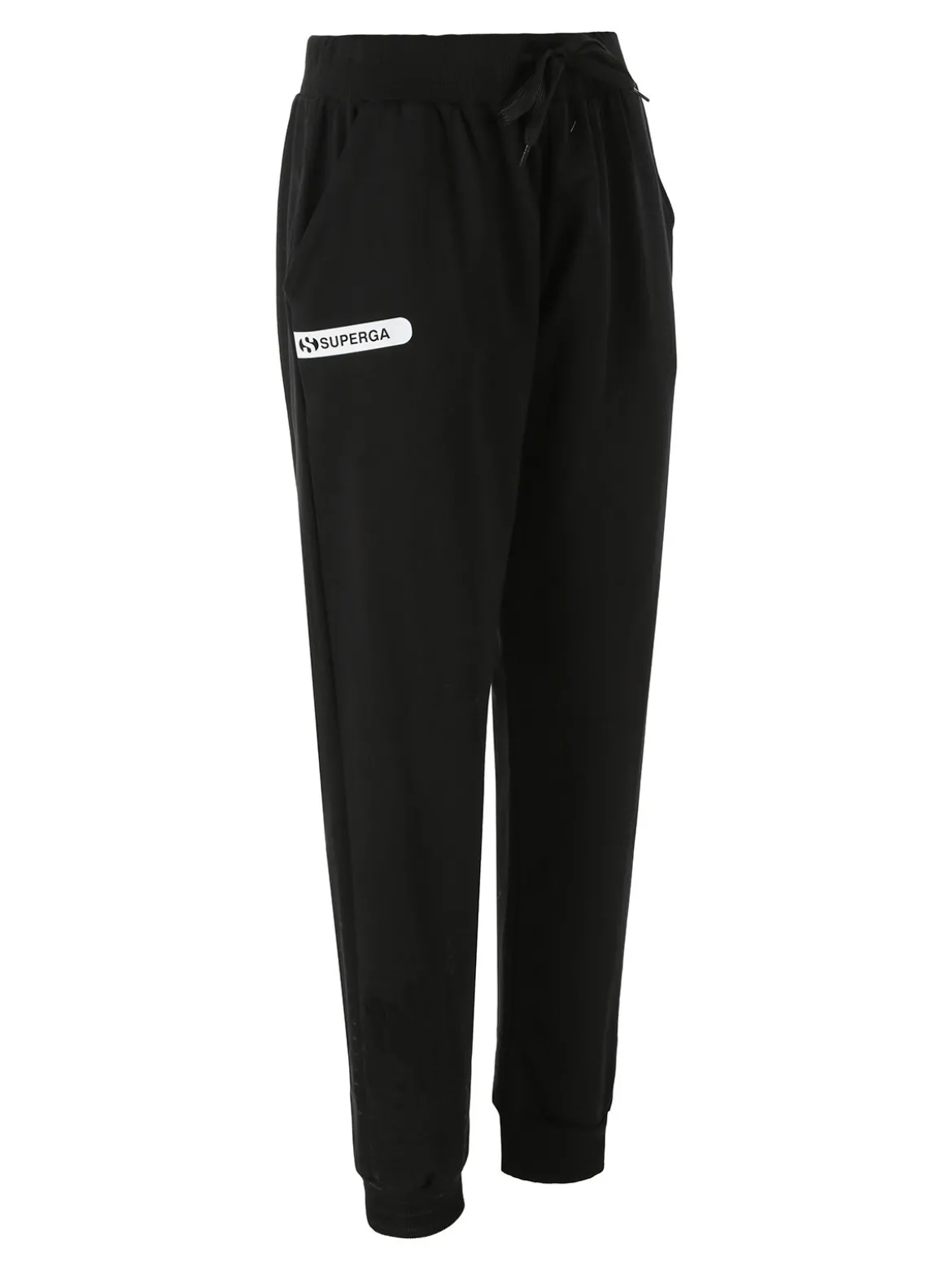 Superga Pantaloni tuta da donna in felpa con coulisse e polsini - nero