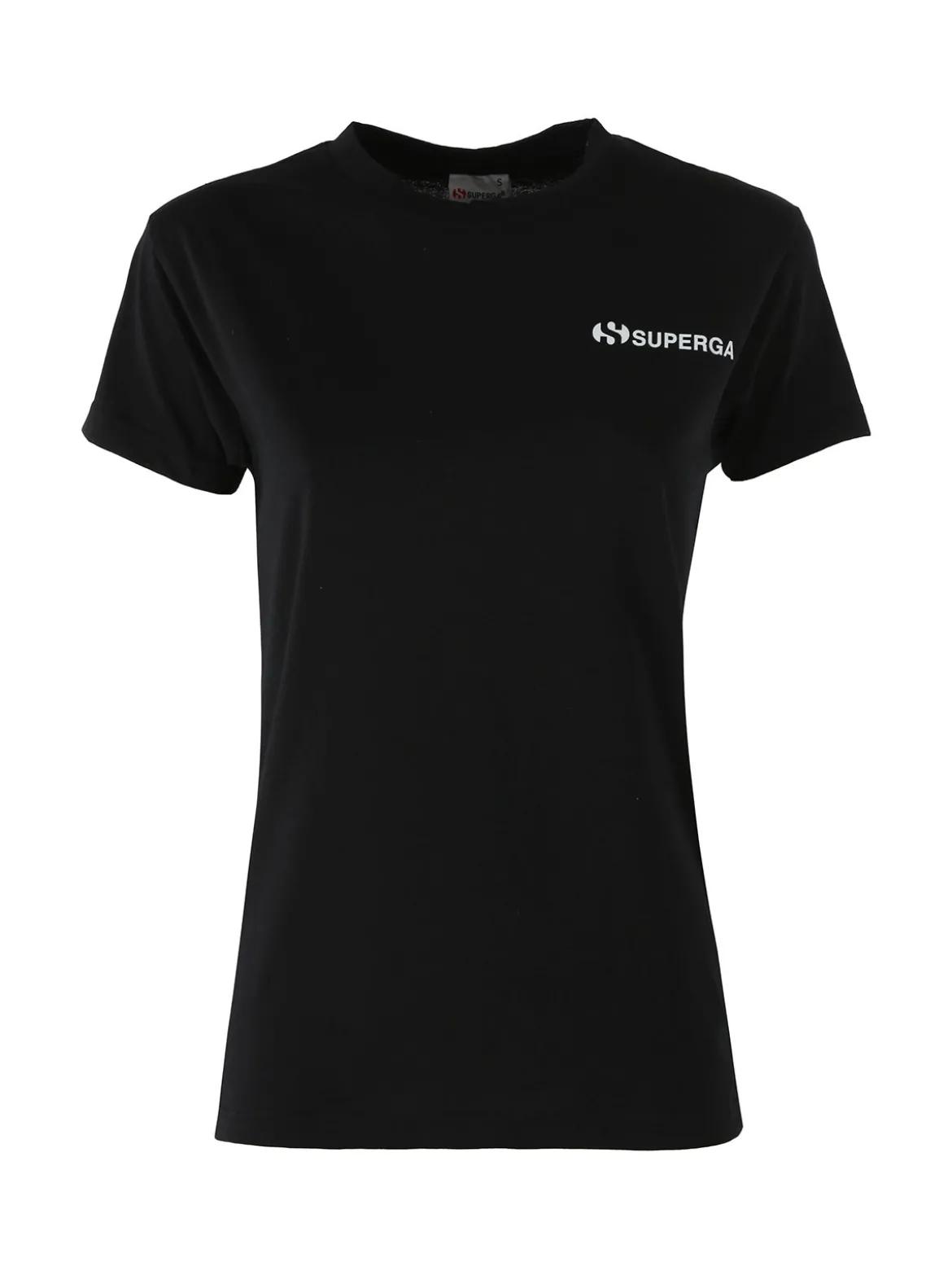 Superga T-shirt girocollo da donna in cotone con logo - nero