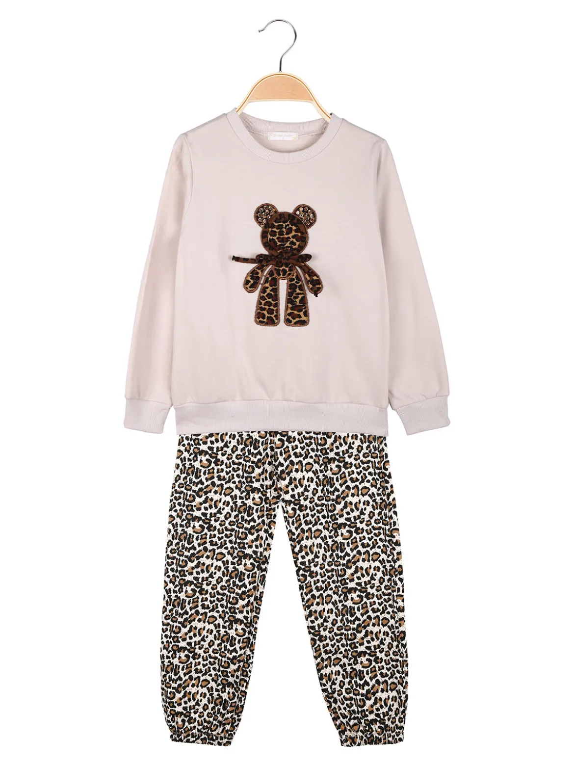Sweet Junior Completo 2 pezzi animalier da bambina - beige