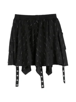 Sweet Junior Completo 3 pezzi da bambina con giacca in ecopelle e gonna con strass - rosa