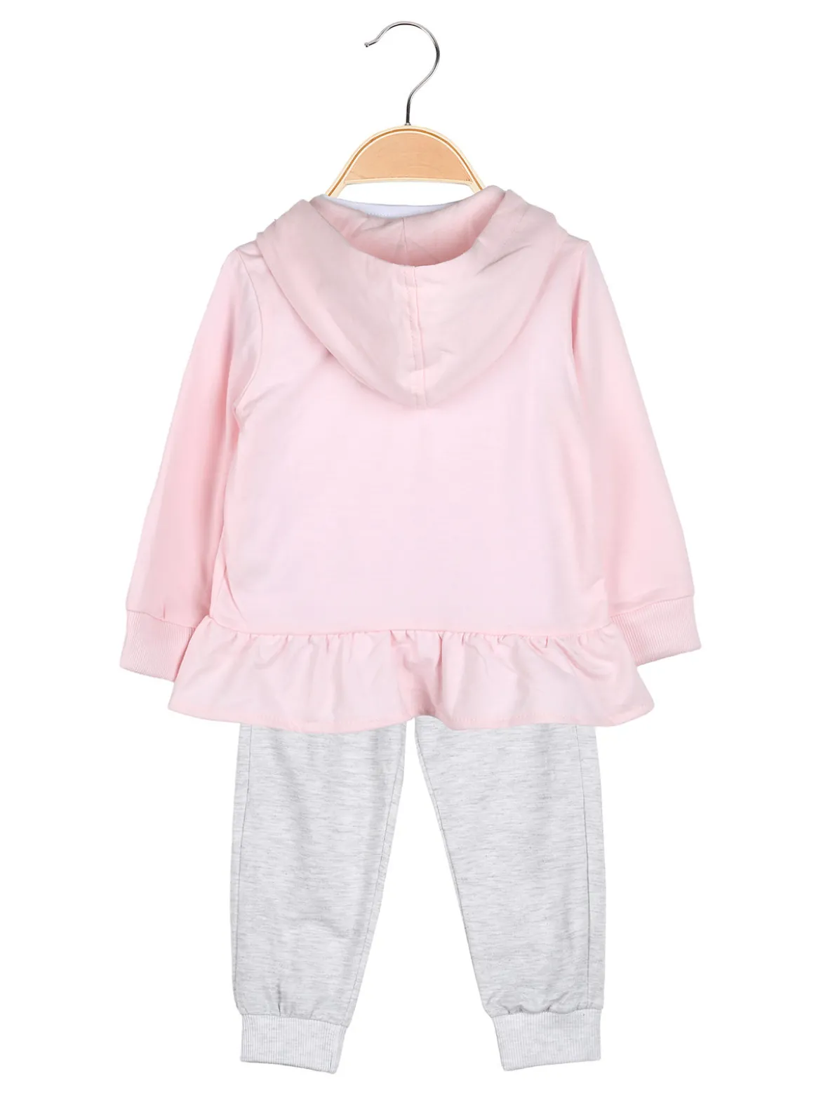 Sweet Junior Completo 3 pezzi da neonata con cappuccio e zip - rosa