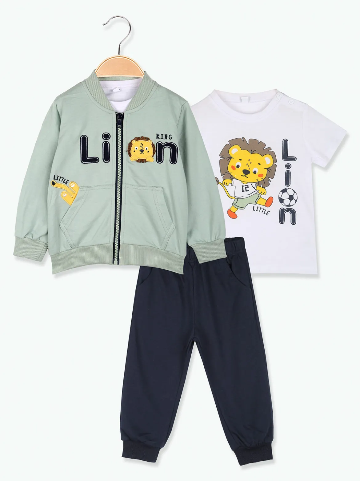 Sweet Junior Completo 3 pezzi da neonato con chiusura zip - verde chiaro