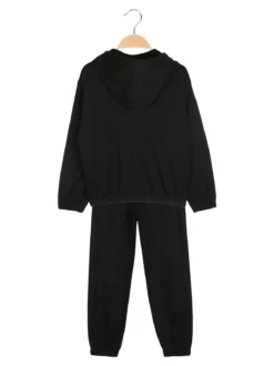 Sweet Junior Completo tuta 3 pezzi da bambina con farfalle di strass cappuccio e zip - nero