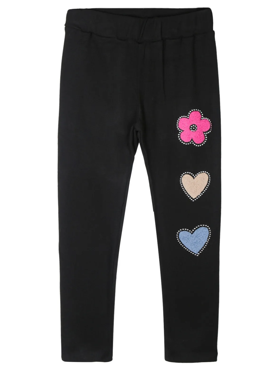 Sweet Junior Leggings da bambina in tessuto caldo con applicazioni