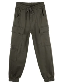 Sweet Junior Pantaloni cargo da ragazza con polsini e coulisse - militare