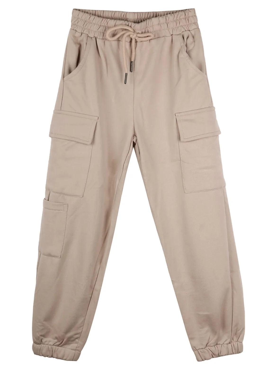 Sweet Junior Pantaloni cargo da ragazza con polsini e coulisse - beige