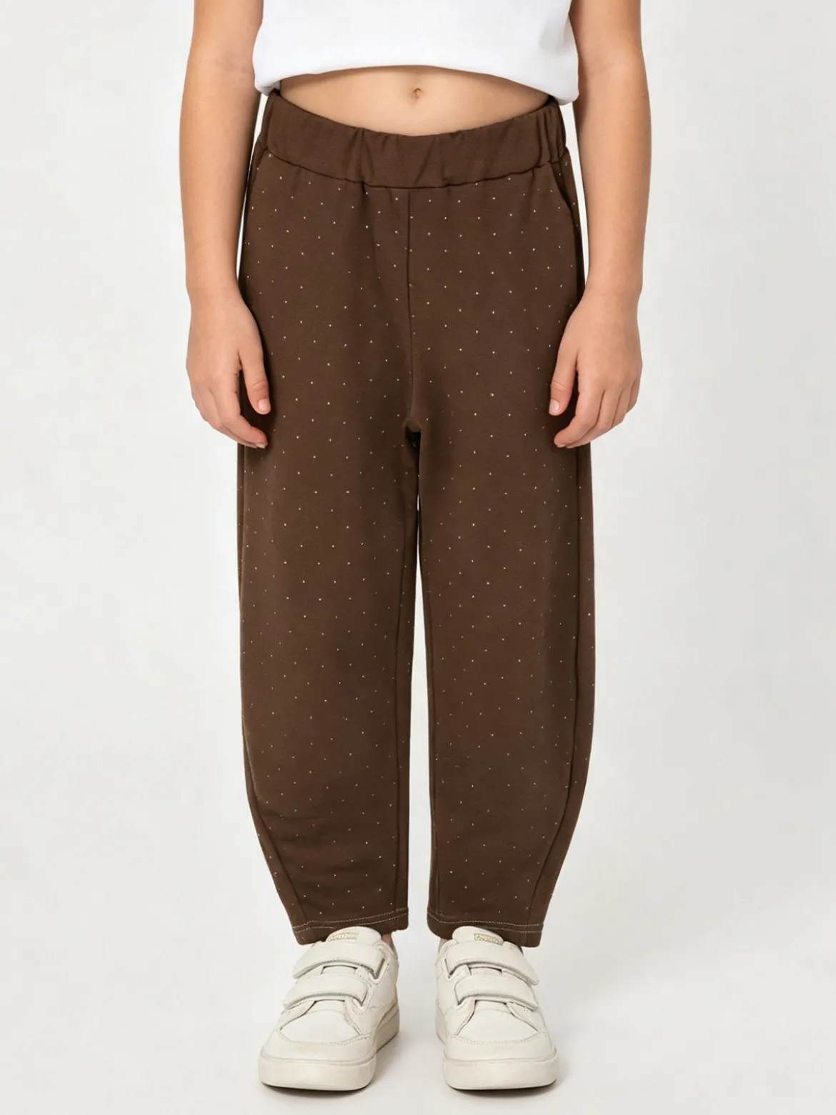 Sweet Junior Pantaloni da bambina a palloncino con micro borchie - moro