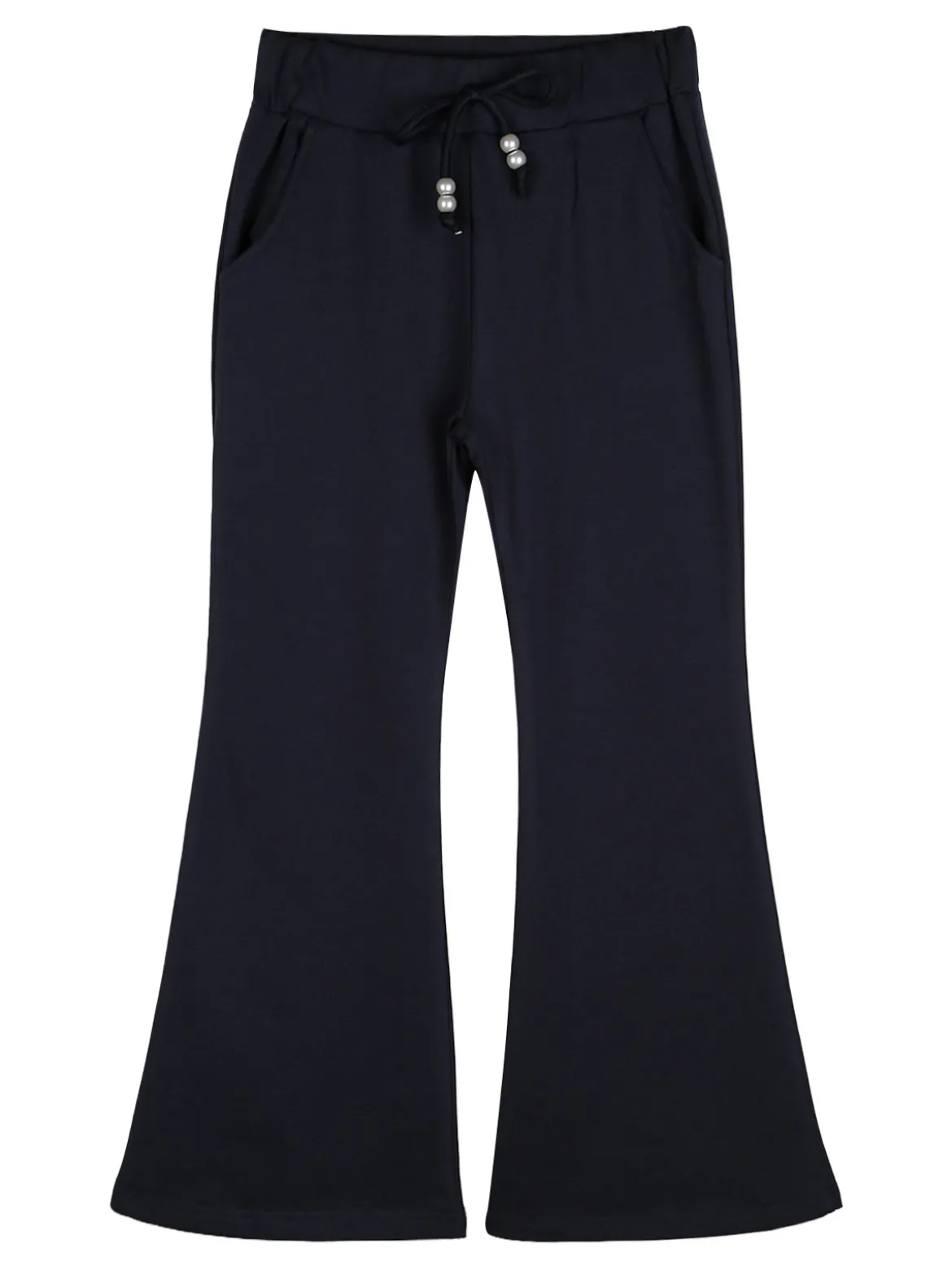 Sweet Junior Pantaloni da bambina a zampa con elastico in vita - blu scuro