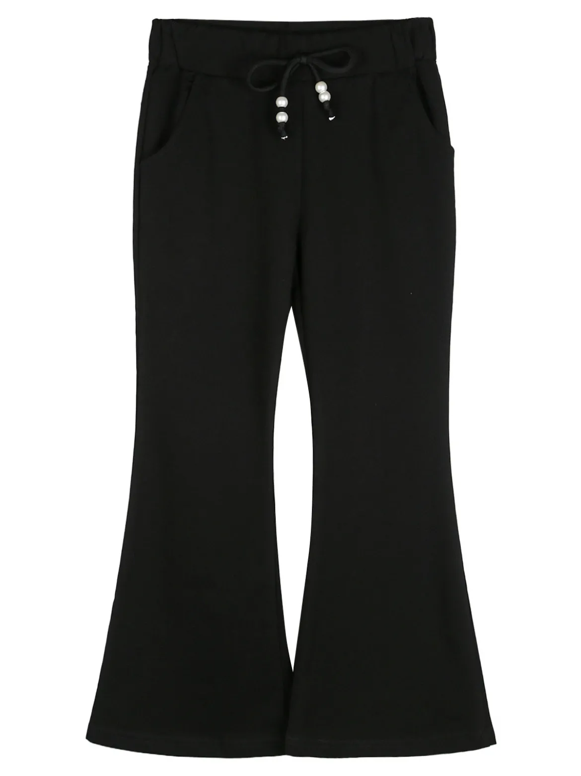 Sweet Junior Pantaloni da bambina a zampa con elastico in vita - nero