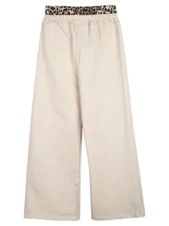 Sweet Junior Pantaloni da bambina in cotone a gamba larga - beige