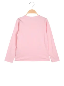 Sweet Junior T-shirt da bambina a maniche lunghe con strass e perle - rosa