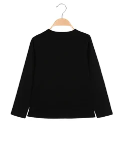Sweet Junior T-shirt da bambina a maniche lunghe con strass e perle - nero