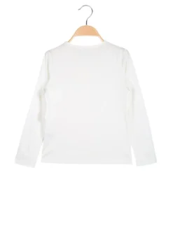 Sweet Junior T-shirt da bambina a maniche lunghe con tulle e strass - bianco