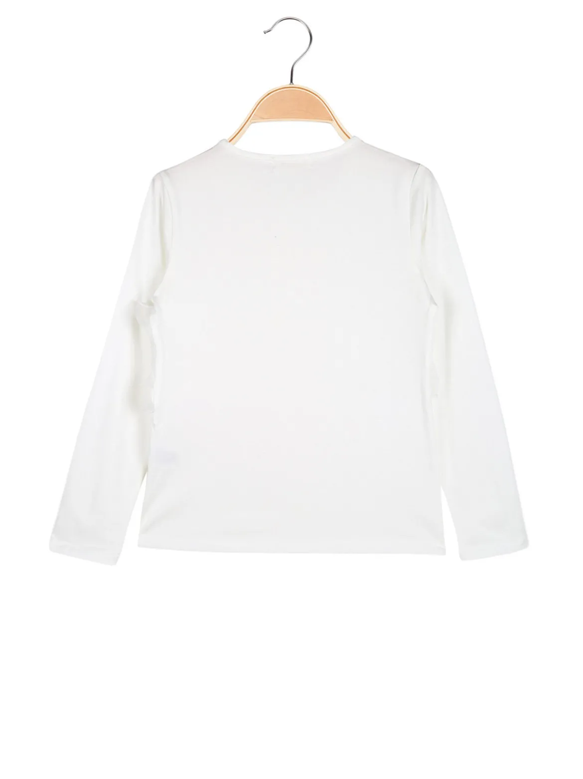 Sweet Junior T-shirt da bambina a maniche lunghe con tulle e strass - bianco