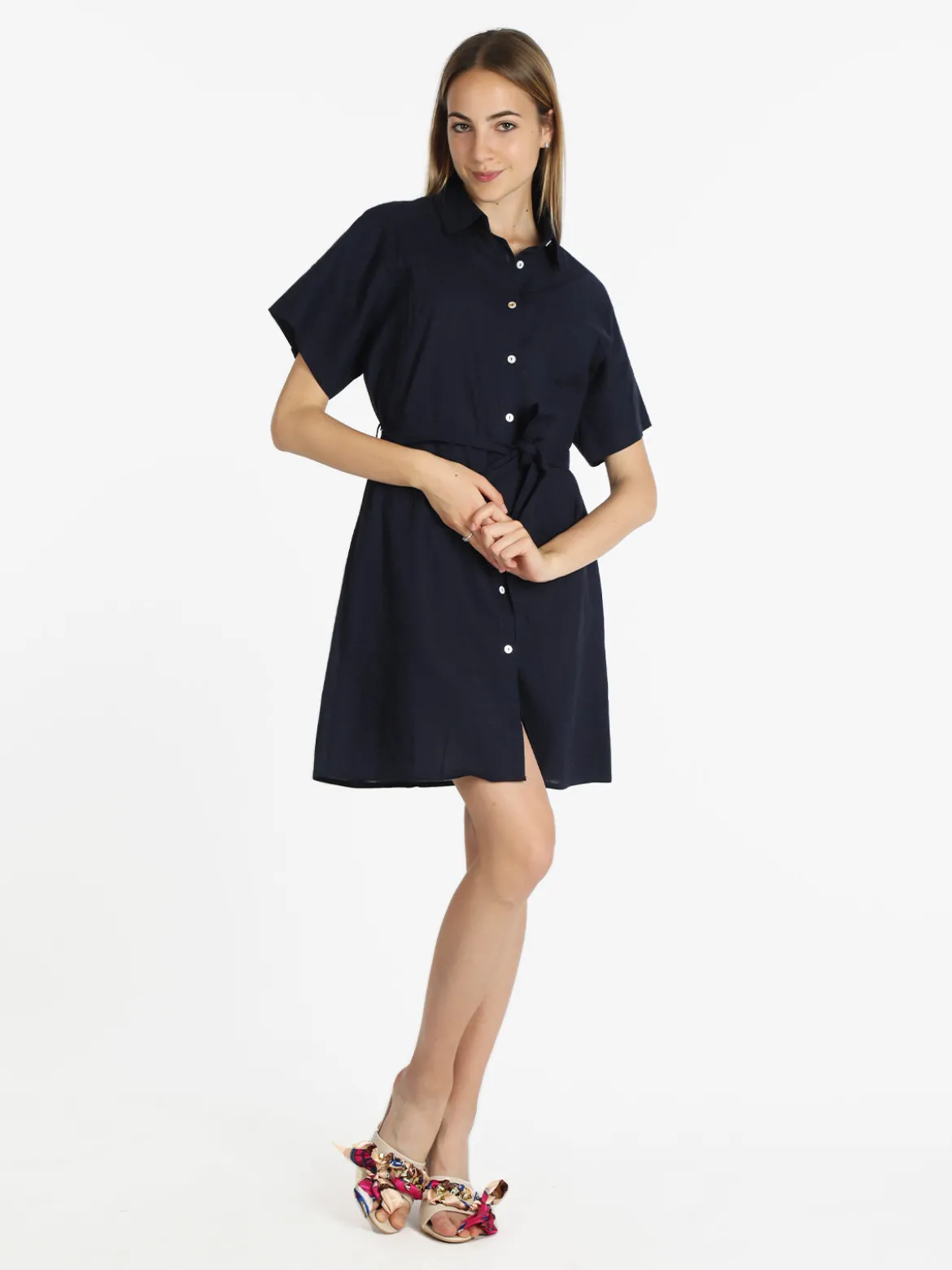 Sweet Miss Abito a camicia in cotone maniche corte