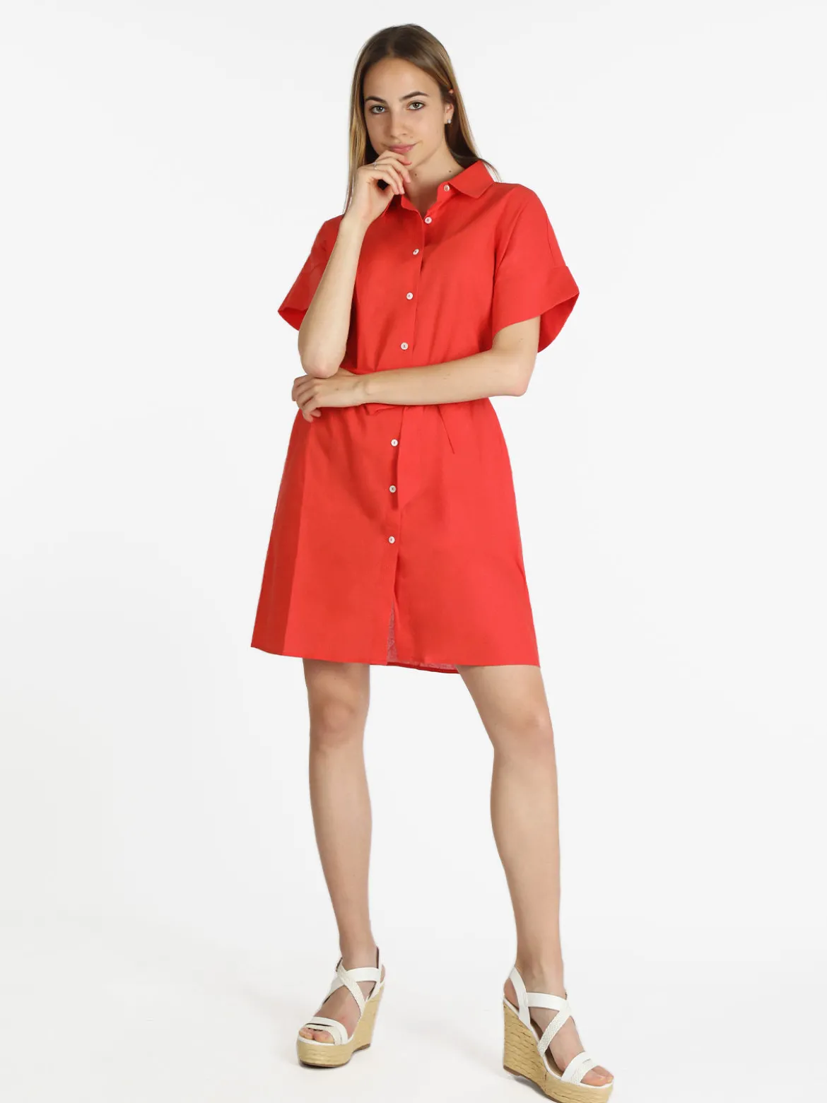Sweet Miss Abito a camicia in cotone maniche corte