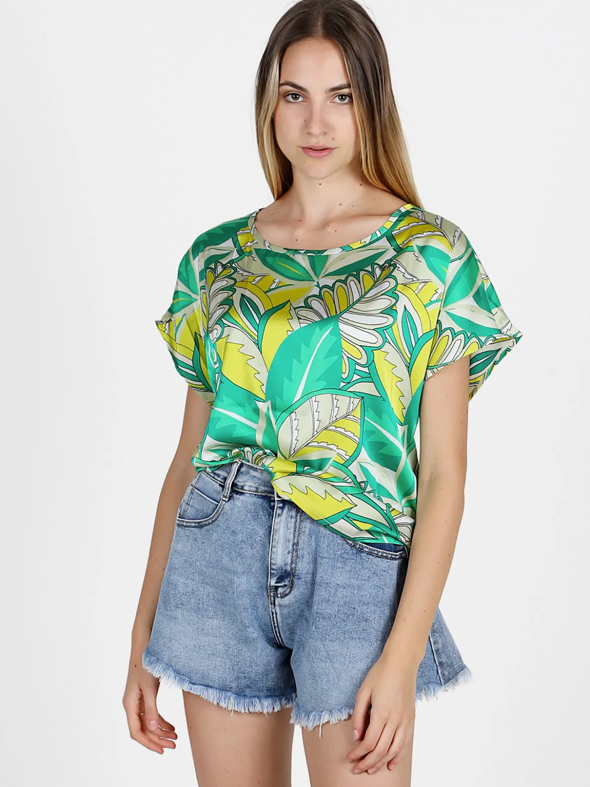 Sweet Miss Blusa donna con stampa a fantasia e maniche corte