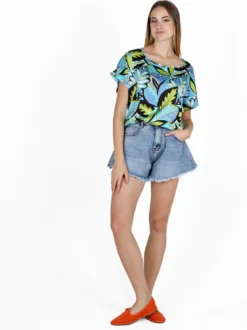 Sweet Miss Blusa donna con stampa a fantasia e maniche corte