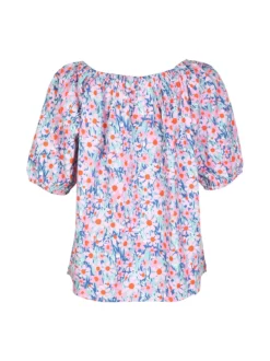 Sweet Miss Blusa donna in cotone a fiori manica corta