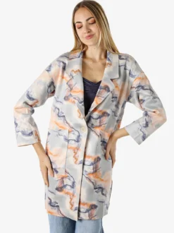 Sweet Miss Cappotto donna oversize in tessuto scamosciato con stampe - multicolore