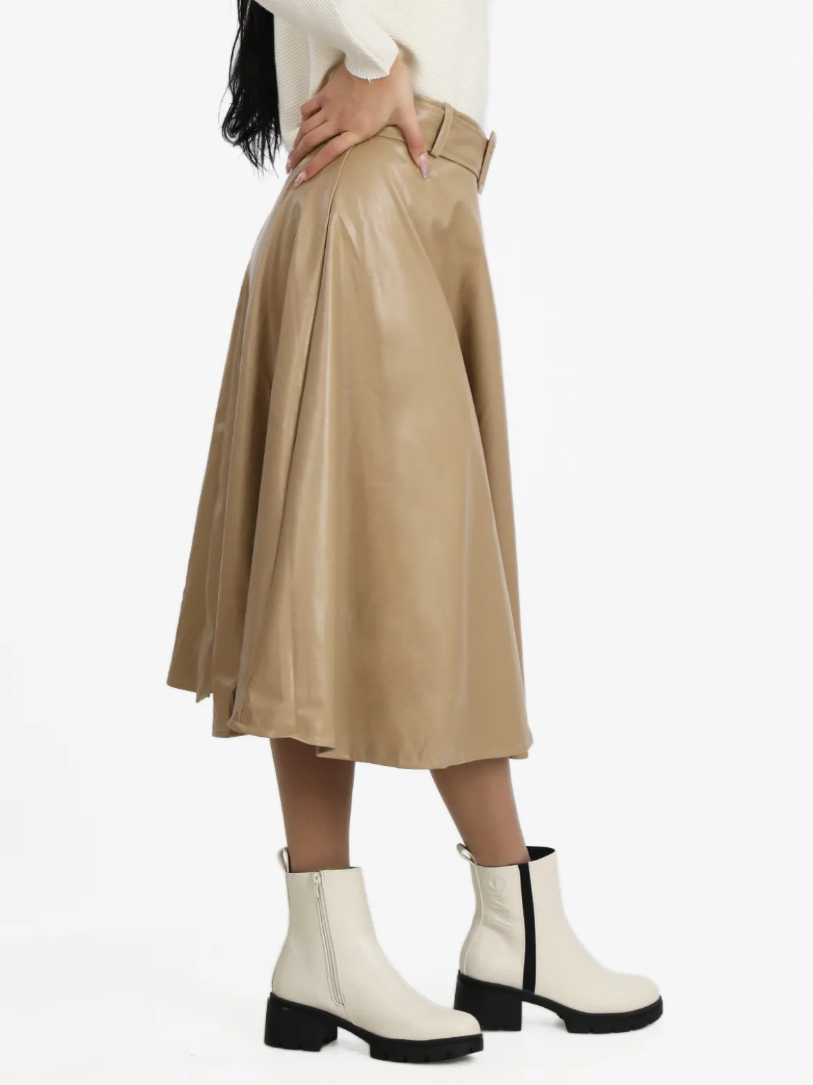 Sweet Miss Gonna midi in ecopelle con cintura