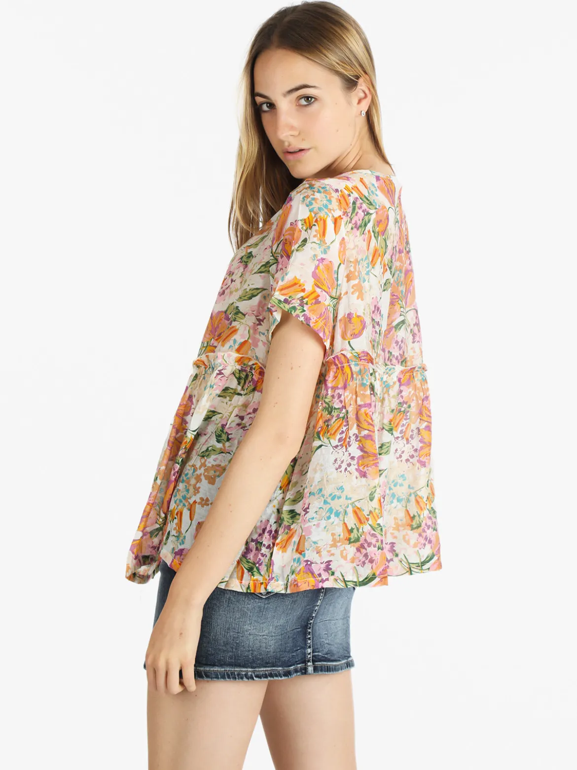 Sweet Miss Maxi blusa donna con stampa floreale