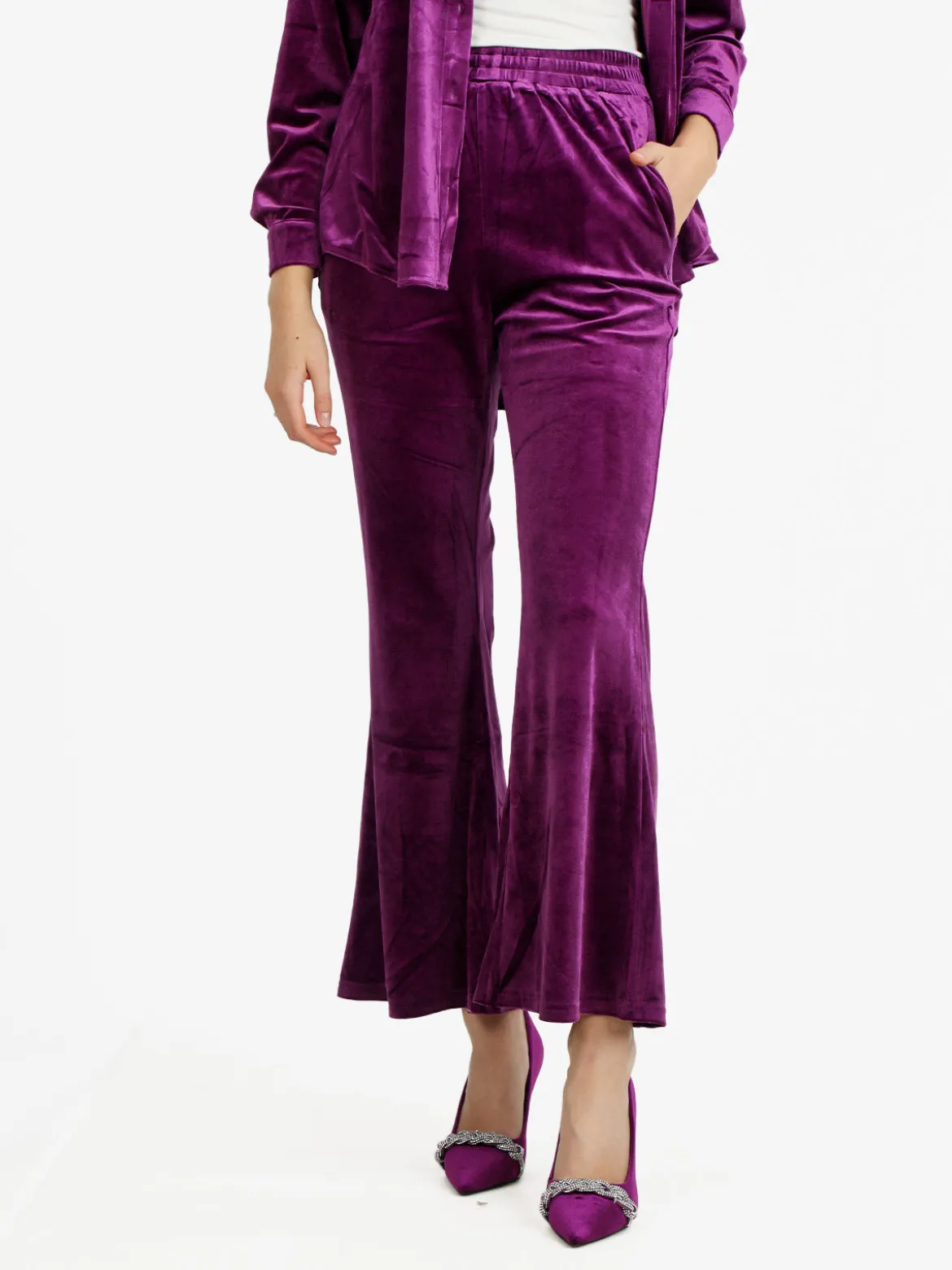 Sweet Miss Pantaloni a zampa da donna in velluto