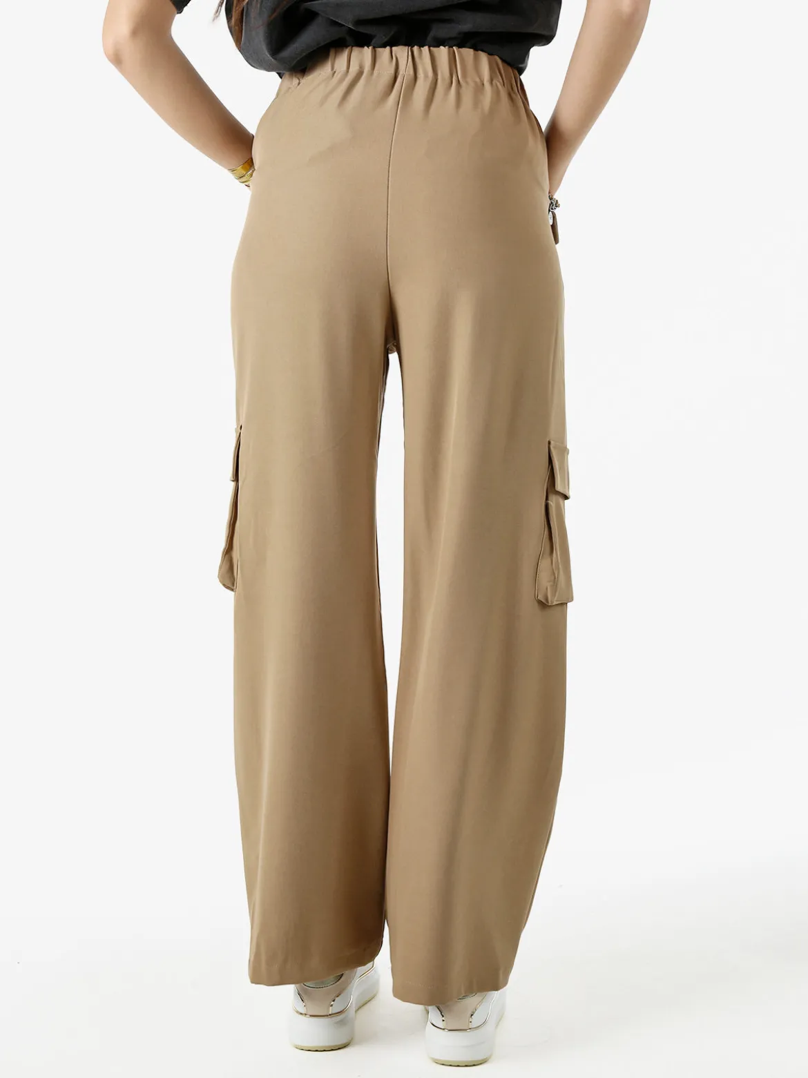 Sweet Miss Pantaloni cargo da donna a gamba larga - cammello