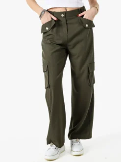 Sweet Miss Pantaloni cargo da donna a gamba larga - militare