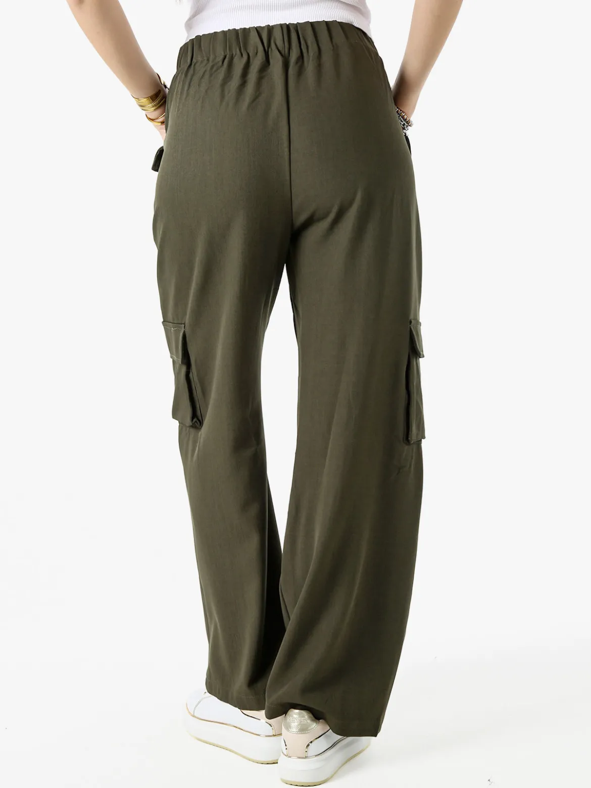 Sweet Miss Pantaloni cargo da donna a gamba larga - militare