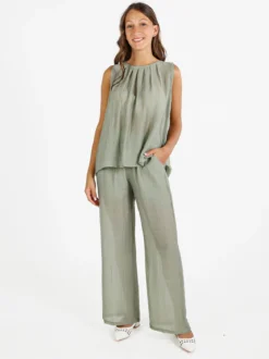 Sweet Miss Pantaloni donna a gamba larga - pistacchio