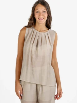 Sweet Miss Top donna tinta unita - beige