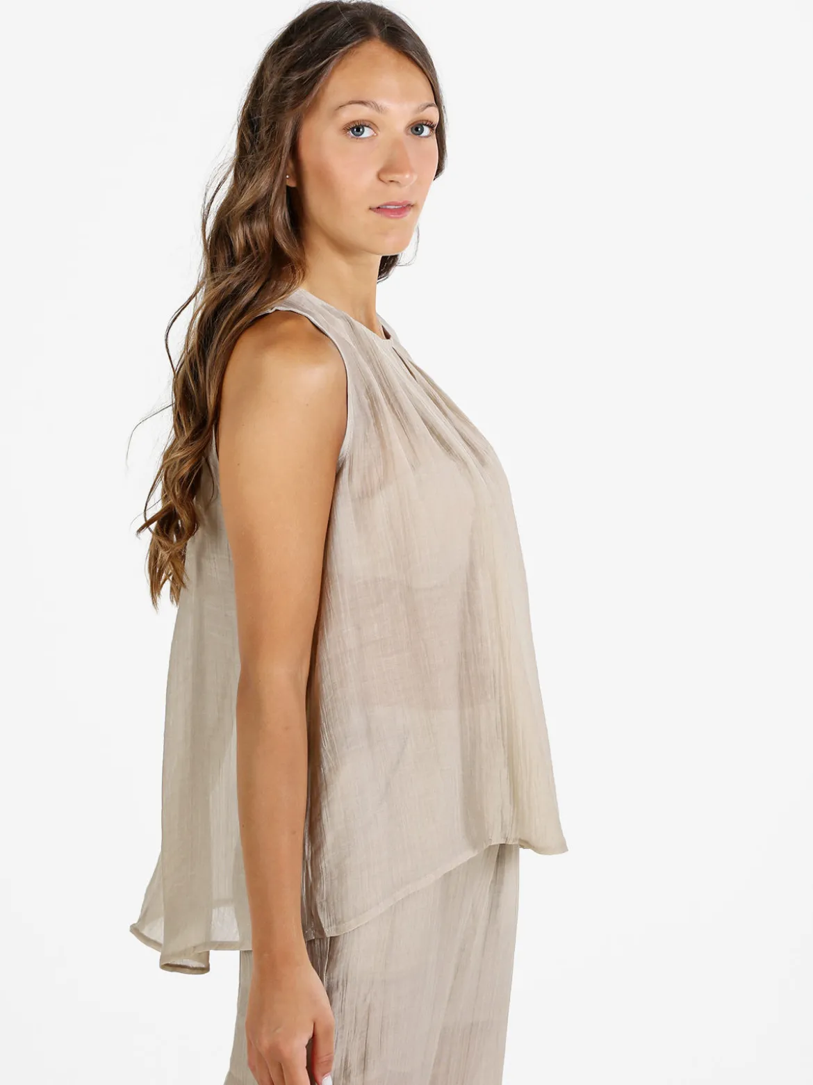 Sweet Miss Top donna tinta unita - beige