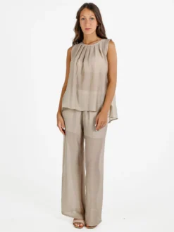 Sweet Miss Top donna tinta unita - beige